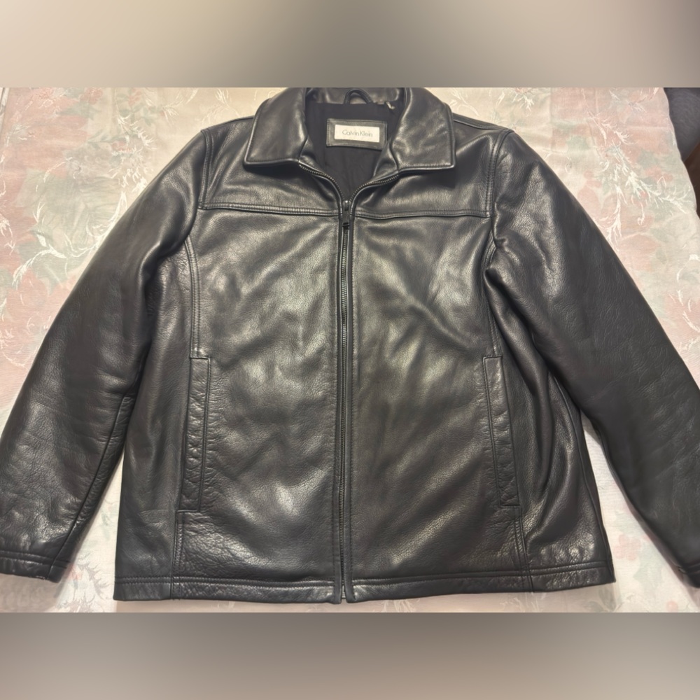 Calvin Klein Black Leather Outerwear - Picture 2 of 9